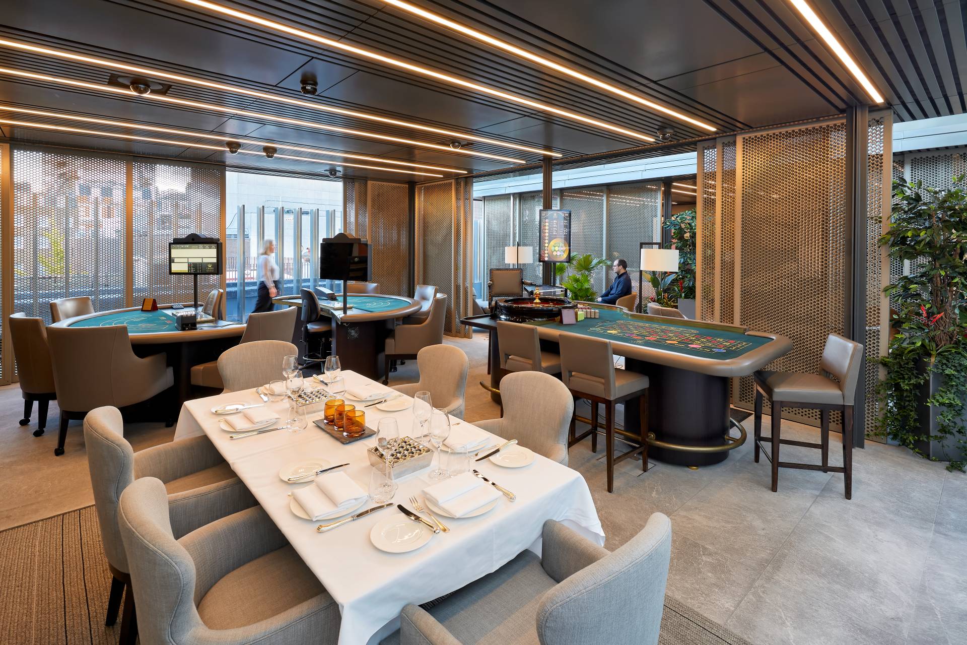 Crown Aspinalls Casino games tables and dinner table